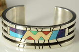 Sterling Silver "Chi-Nah-Bah Bracelet with Multi-Inlay and 14k Lightening Bolt