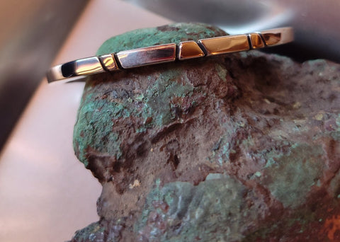 Sterling Silver Square Bracelet with Gold Accent by Ron Henry