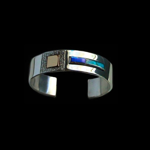 Turquoise, Lapis and 14k Gold Handmade Native Bracelet