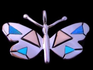 Turquoise Silver Butterfly Pendant