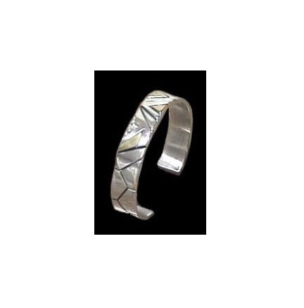 Sterling Silver Flat Cuff Bracelet with 14k Gold