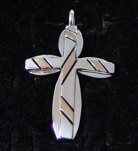 Sterling Silver Overlay Cross with 14k Gold