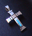 Sterling Silver, Turquoise and 14K Gold Cross