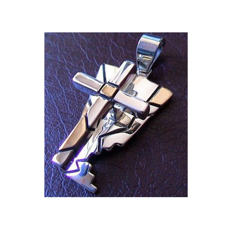 Sterling Silver Raised Cross with 14k Gold Accent