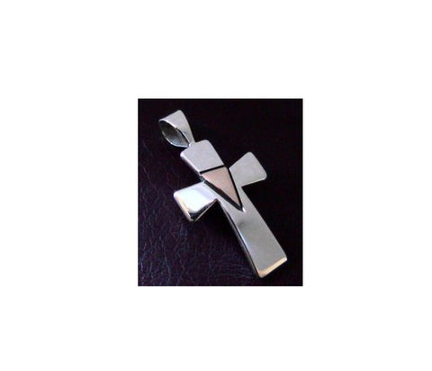 Sterling Silver Flat Cross with 14k Gold Accent