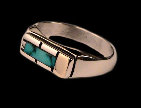 Genuine Sterling Silver Turquoise Inlay Navajo Indian Handmade by Ron Henry