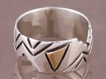 Unisex Sterling Silver and 14k Gold Handmade Ring