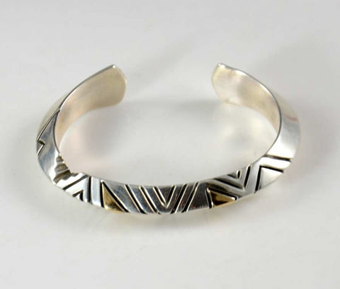 Navajo Genuine Sterling Silver Triangle Cuff Bracelet
